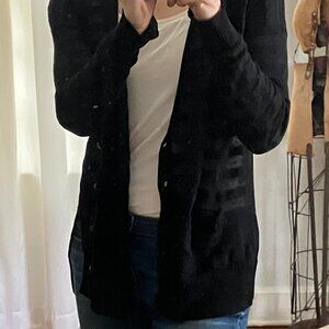 Black Linen 360 Cardigan Sweater